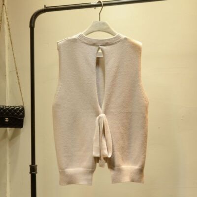 Damen Strick Thermo Weste Rundhals Tank Top Schlitz Schnürung Pullover Gilet
