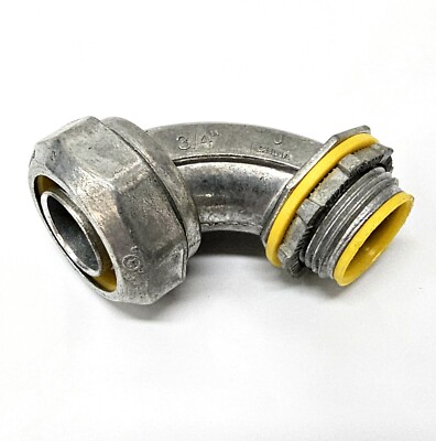 RACO 3543DC Liquidtight 3/4'' Die-Cast Zinc Insulated Throat 90° Connector