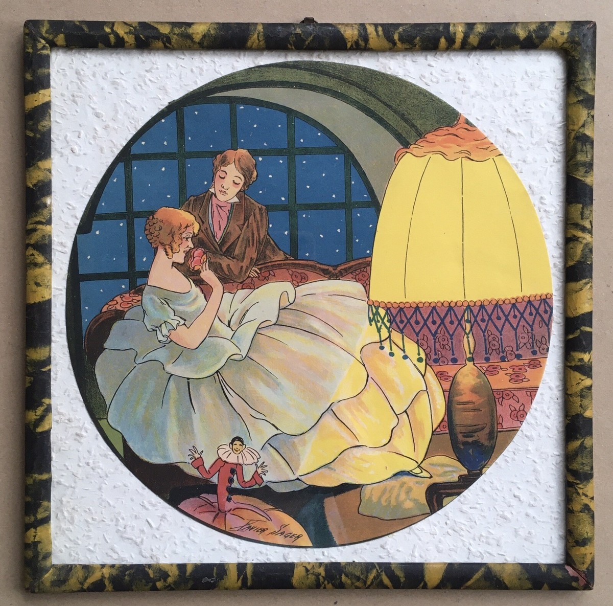 Lithographie Art Déco Xavier Sager Scène de genre Galante