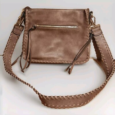 Isabelle Brown Crossbody Handbag Saddlebag Style Vegan