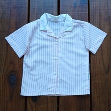 Vintage 80's 90 cm baby toddler little girls pink stripe button top shirt