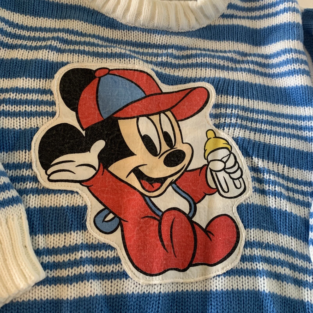 Disney Babies Striped Mickey Mouse Sweater Size 18 Months Blue