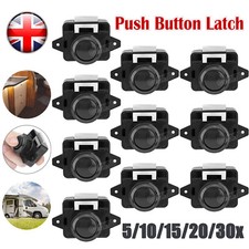 5-30x Push Button Catch Locks Black Handle Knobs Door Cupboard Cabinet Campervan