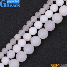 Matte White Frost Agate Stone Round Loose Beads For Jewelry Making Free Shipping