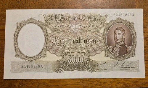 Argentina PK #280b ND(1962-69) 5,000 Pesos Uncirculated Banknote