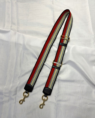 Marc Jacobs Adjustable Detachable Bag Strap, Multicolor Striped, Logo Buckle
