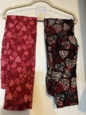 X 2 Pairs LuLaRoe Valentine Floral Leggings   New OS Red Pink NWT