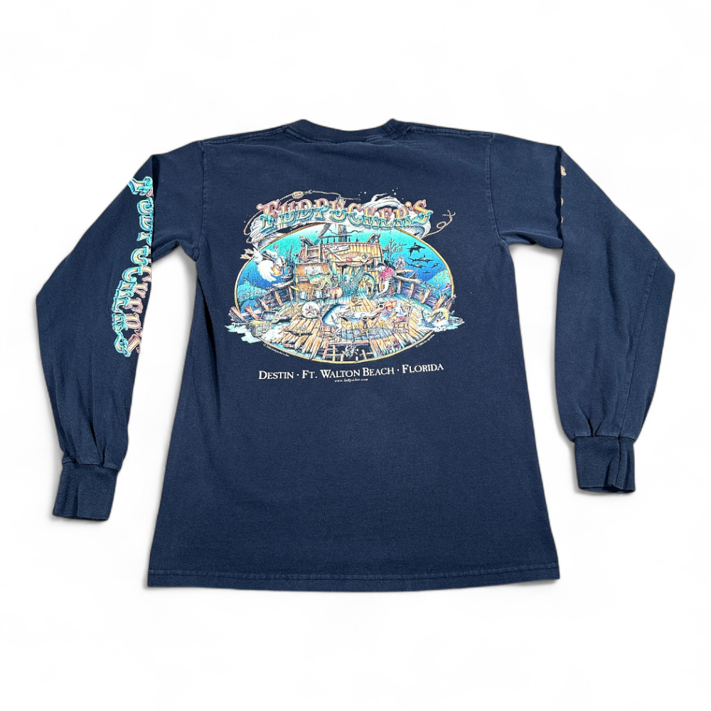 Vintage Fudpuckers Restaurant Shirt Adult SMALL Blue Destin