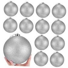 Poen 6 Inch Christmas Tree Glitter Ornaments Extra Large Christmas 12 Silver
