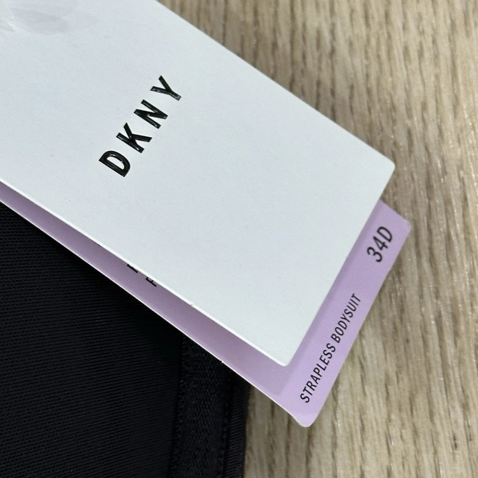 NEW DKNY Women's Size 34D Sheers Strapless Mesh-Panel Thong Bodysuit Black - Image 4 of 4