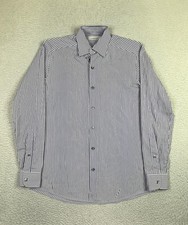 Ermenegildo Zegna Shirt Mens Medium Purple Stripe Dress Made In Italy Cotton
