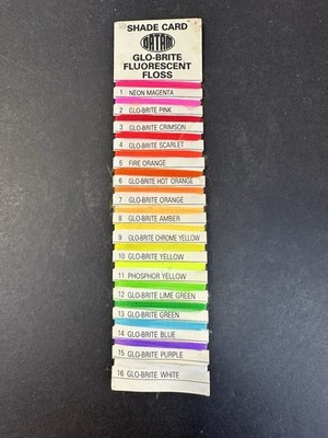 Vintage Datam Glo-Brite Fluorescent Floss Shade Card - Fly Tying Fishing