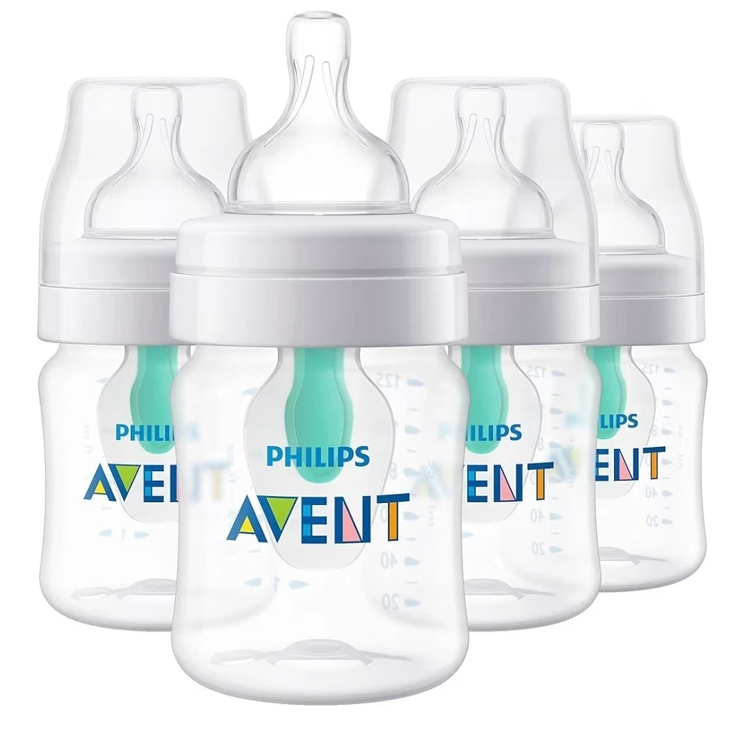 Philips Anti-Colic Bottle with AirFree Vent, 4oz, with Flow 1 Nipples, 0m+, 4pk