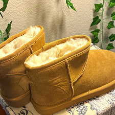 SERRA Women  s Beige Faux Suede Bootie Slippers Faux Fur Lined US 9 EU 40