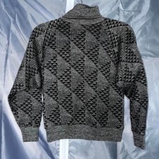 Vintage Gitano Black and Grey Geometric Mock Neck Sweater Size Small