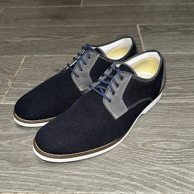 J. Murphy Navy Knit Plain Toe Oxford Dress Shoes Modern Casual Men's 10.5M