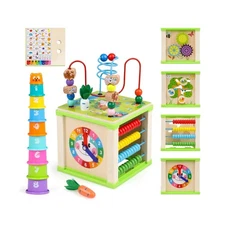 Wooden Activity Cube,Montessori Toys Gift Set for 12+ Months Boys &... Fast Ship