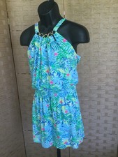 Lilly Pulitzer Shirelle Romper M Skirted Multi Via Parigi Print Medium Halter