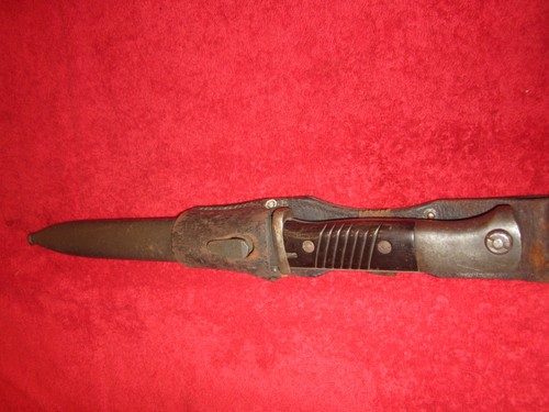 German Original WWII Bayonet Model K-98 dated 1938 W/Scabbard + Leather Frog