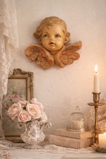 VTG Italian Cherub Wall Plaque Depose Italy Angel Wall Capodimonte Style Cherubs