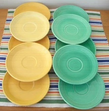 Vintage Fiesta  6" SAUCERS ~ 5 YELLOW 5 GREEN ~ Set of 10 ~ MARKED ~