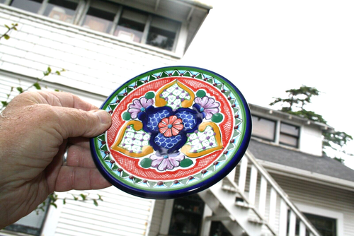 Vintage Hand Painted Handmade Terra Cotta Plate Multi-Colored - Picture 10 of 12