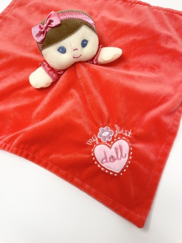 Baby Starters Pink My First Doll Security Blanket Lovey Brown Hair Rattle Satin - Picture 9 of 15