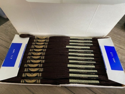 DMC 'EMBROIDERY 100% COTTON' FULL BOX (10) SKEINS  - #3371 - DARKEST BROWN - NEW