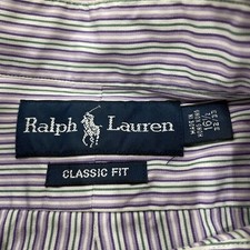 Ralph Lauren Classic Fit Purple Green Stripe Long Sleeve Button Down Mens 16.5