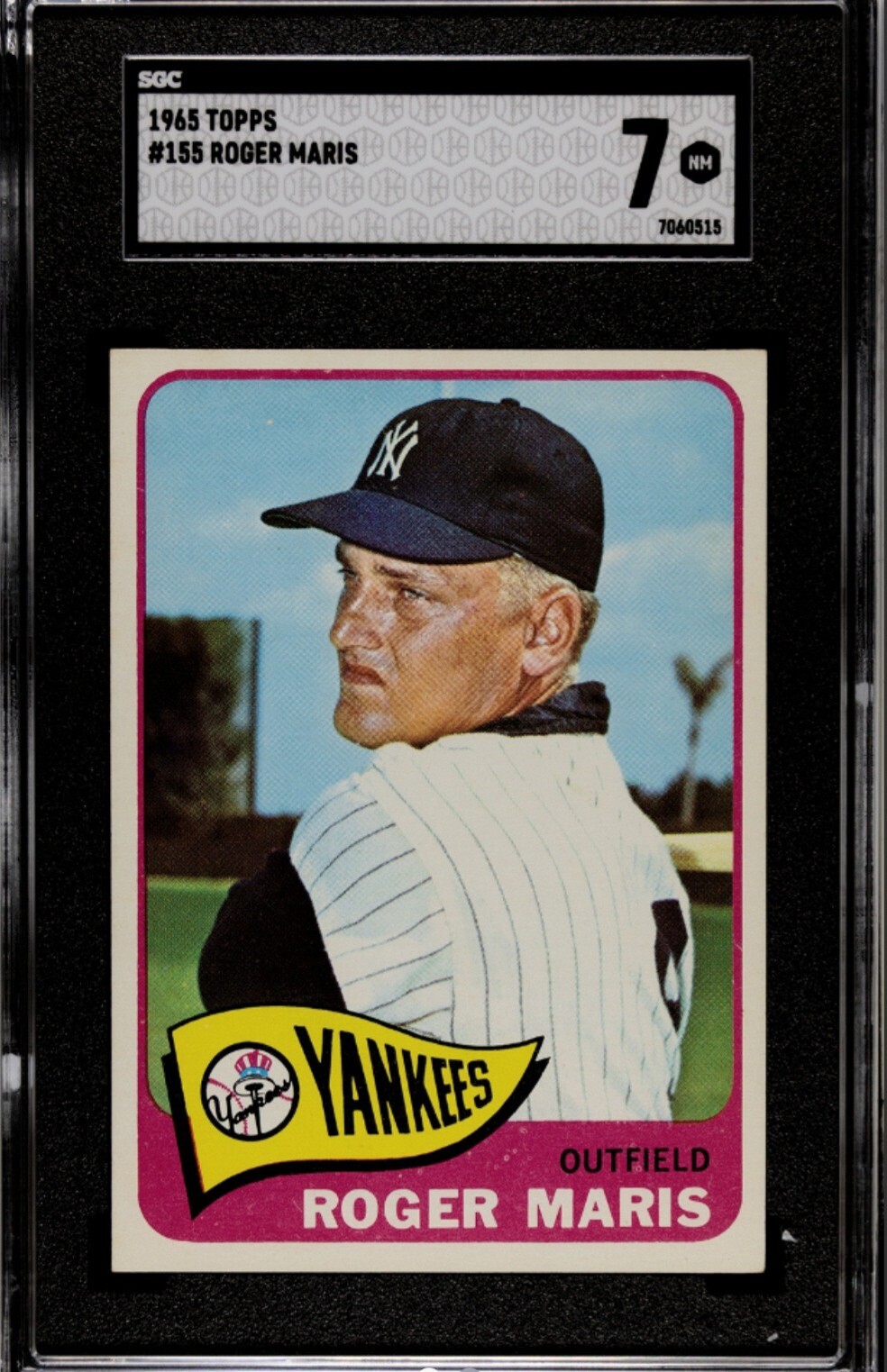 1965 Topps #155 Roger Maris New York Yankees - Graded SGC 7 NM - SHARP!