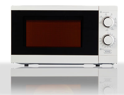 Mikrowelle 20L mit Grill Weiß Edelstahl 1200W Microwave Auftauen Grill Timer KHG