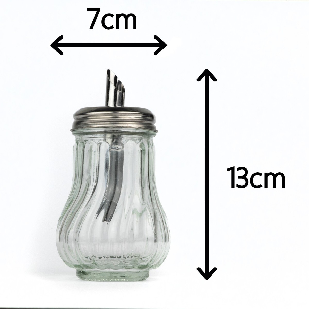 Glass Sugar Dispenser Pourer, Retro Style Sugar Jar Decanter Cafe