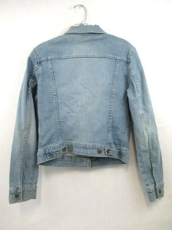 Halogen Jean Jacket Coat Light Denim Blue Silver Toned Rivets