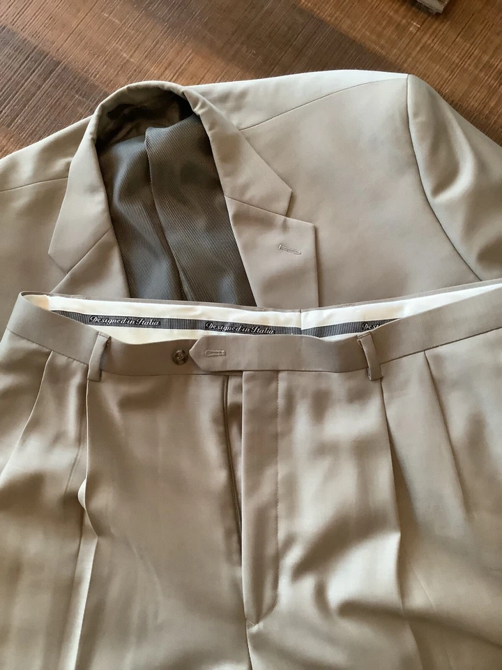 Giorgio Cosani Hombre Traje Tostado 48 Chaqueta Larga con Plisado 43/40 (se ajusta como 40/32) Foto 4 de 4