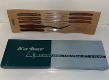 Ka-Bar 8pc Carving & Steak Knife Set in Block ~Wood Handles & Case