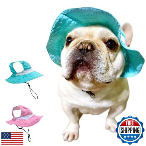 Dog Outdoor Hat with Ear Hole Round Brim Summer Dog Puppy Cat Suncare Hat Coo