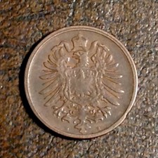 1876 H Germany 2 Pfenning - FREE US SHIPPING