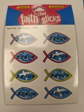6 Sheets Inspirational JESUS FISH SYMBOLS Stickers " 48 total stickers