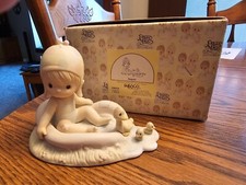 Retired Precious Moments 110078 August 1988 Girl w/ Ducks w/Box, Excellent Cond.