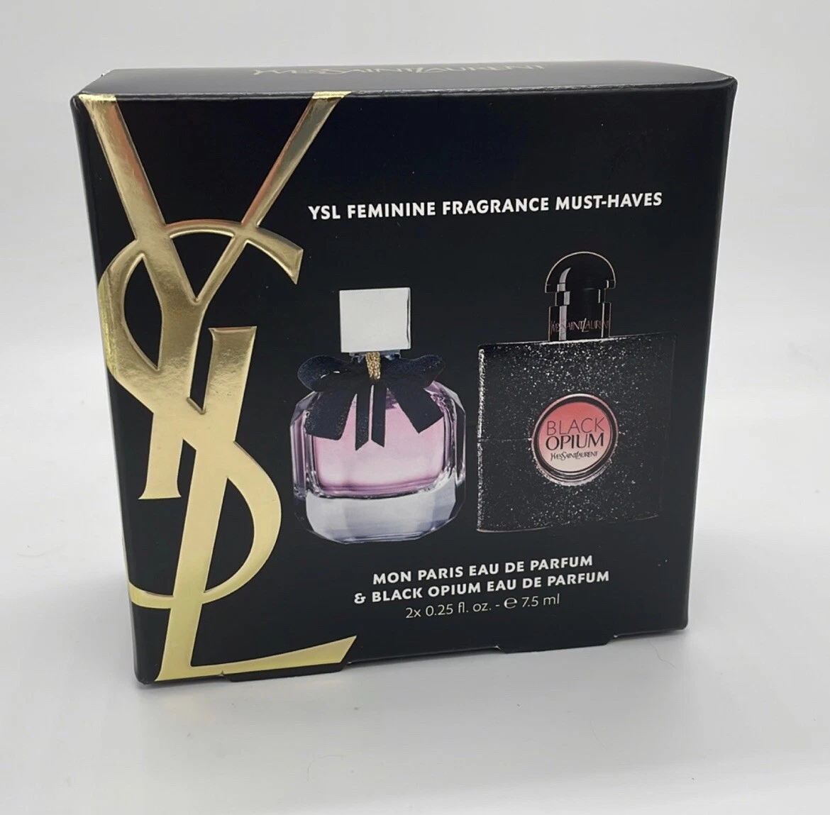 YSL Yves Saint Laurent Mini Black Opium and Mon Paris Perfume Eau de Parfum  Duo (2 X 0.25 Ounce)…