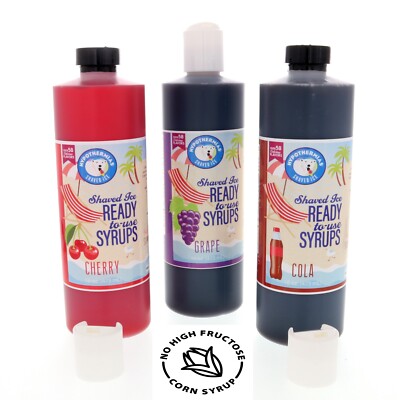 Hypothermias Shaved Ice & Snow Cone Syrup Pack 3 Pints Various Flavors Included