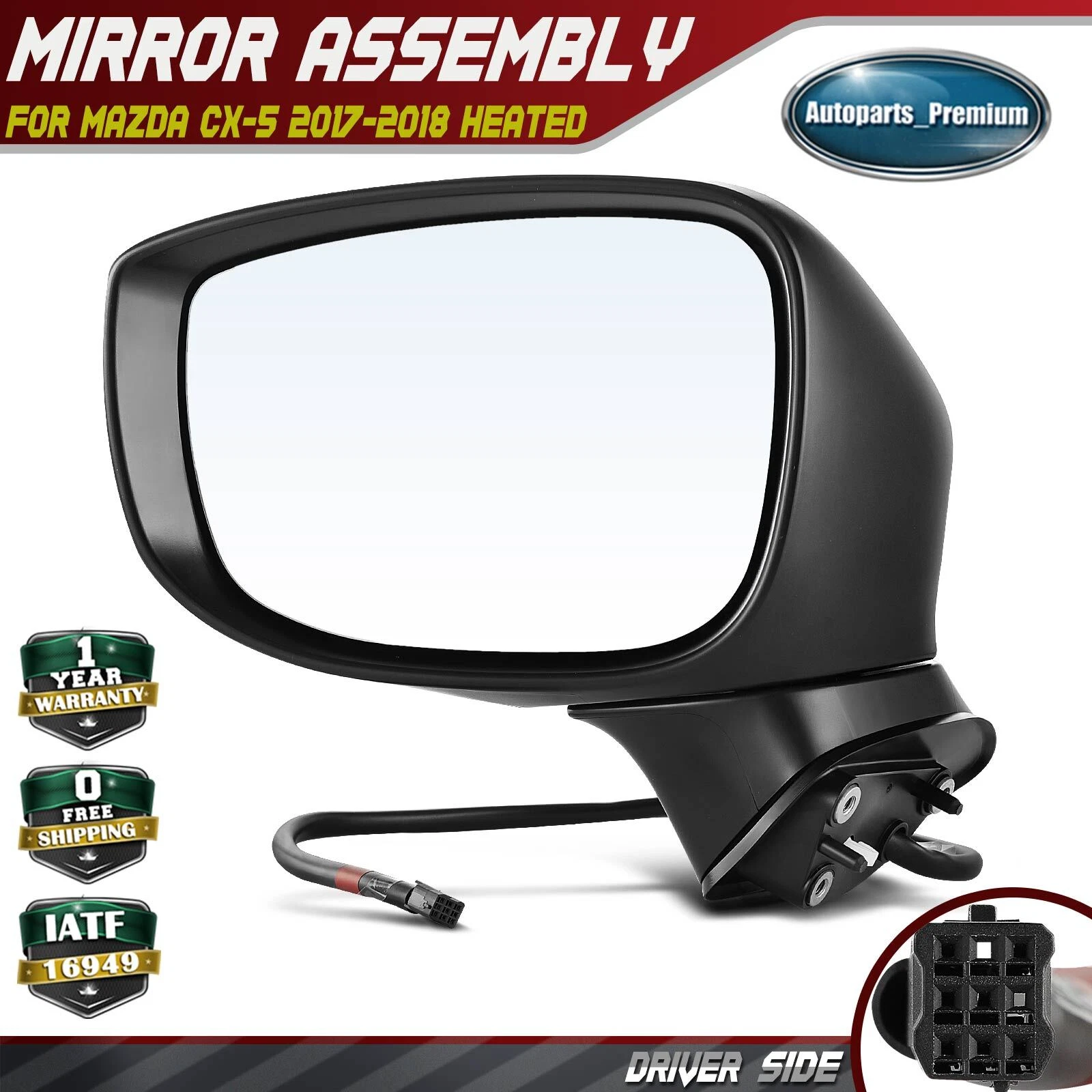 Driver Power Mirror w/ Manual Fold Heated Signal Light for Mazda CX-5 2017 2018
