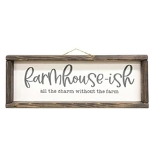 New Primitive Country Rustic WHITE FARMHOUSE HOME SIGN Wood Hanging 17"