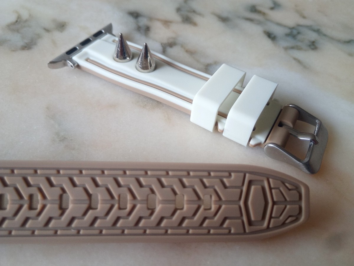 Cream New Spiked Design Punk Style Silicone Rubber Strap All Apple