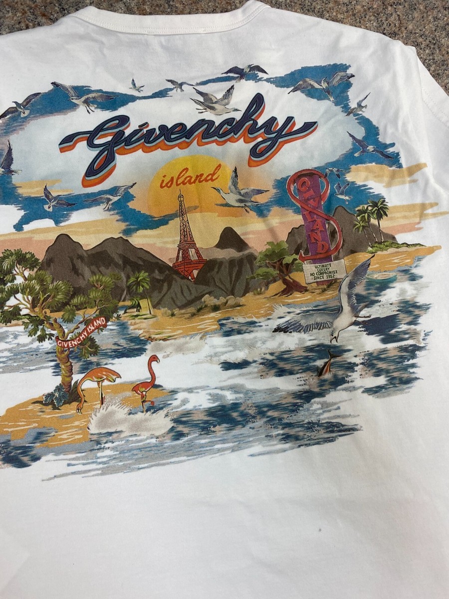 Givenchy Ladies Ivory Cotton Island Print T-shirt Size M | eBay