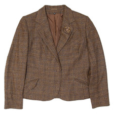 Giacca Blazer Vintage Da Donna Marrone In Lana A Quadri Anni '90 S
