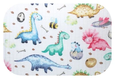 ✅ GROSSE BAUMWOLLE BABY MUSLIN QUADRATE TÜCHER DINOSAURIER TRÖSTENLÄTZCHEN DECKE MATTE