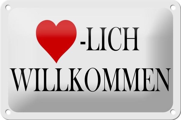 Blechschild Spruch 18X12 Cm Herzlich Willkommen Metall Deko Schild Tin Sign-image