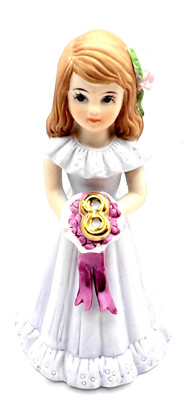 Enesco Growing Up Girls Blonde Age 8 Birthday Porcelain Bisque Figurine Eight