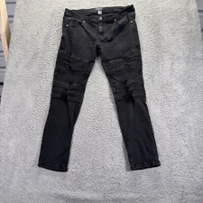 Bleecker & Mercer Jeans Mens 38x34 Black Medium Wash Stretch Skinny Fit Stretch